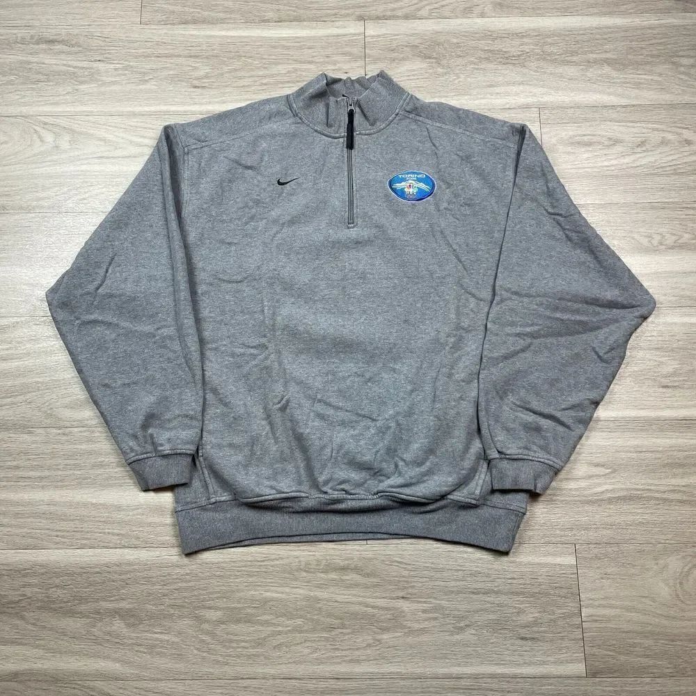 Vintage Nike Sweatshirt Mens Large Gray 90s Zip Retro Torino Games